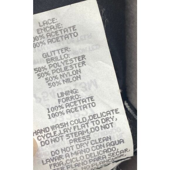 Vintage 90s Crochet Overlay Sequined Sheath Dress Squareneck Mauve Silver NEW 8 - Picture 12 of 12